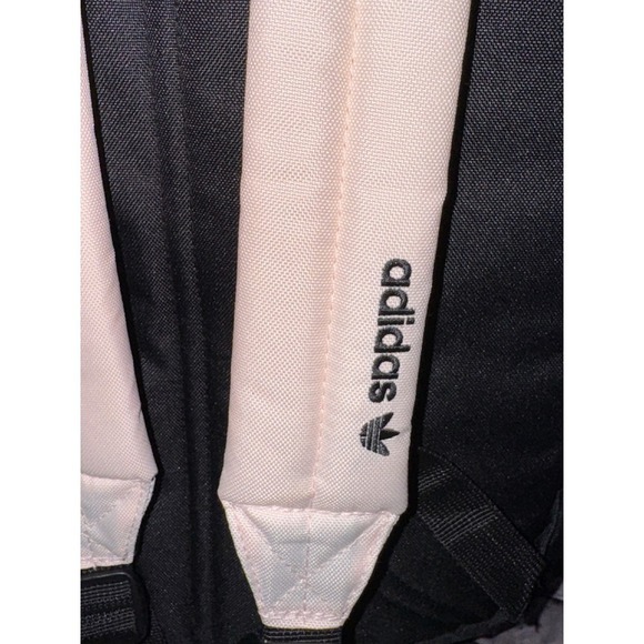 Adidas Backpack Beige Black Trefoil Logo Classic 3 Stripe School Book Bag - Picture 4 of 10